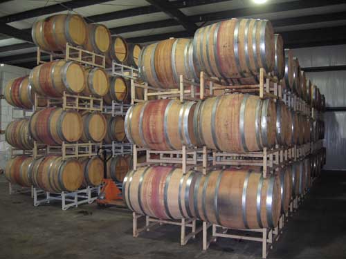 Barrels on racks