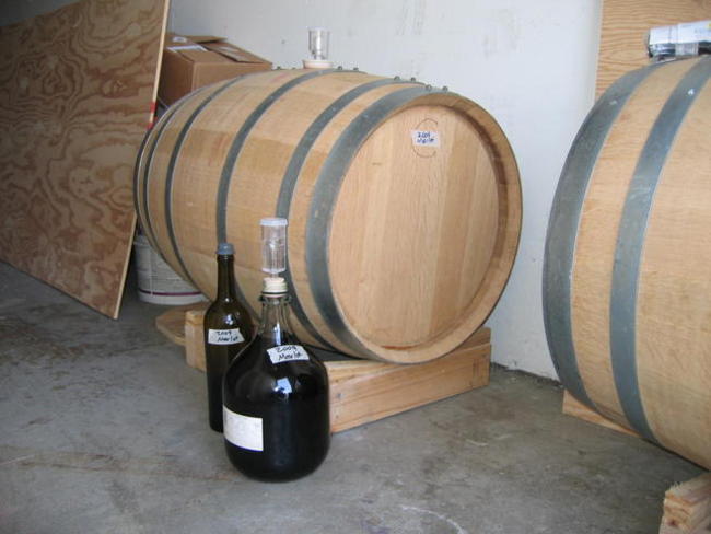 Merlot barrel and spare wine